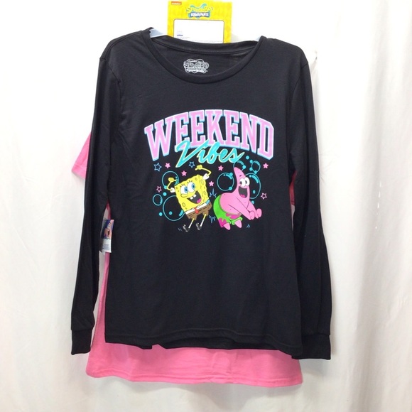 2-Pack SpongeBob Juniors Short & Long Sleeve Tees - Picture 4 of 9